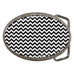 Black And White Zigzag Belt Buckle (oval) by Zandiepants