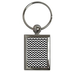 Black And White Zigzag Key Chain (rectangle) by Zandiepants