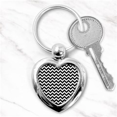 Black And White Zigzag Key Chain (heart) by Zandiepants