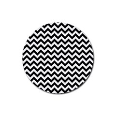 Black And White Zigzag Drink Coasters 4 Pack (round)