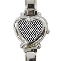 Black And White Zigzag Heart Italian Charm Watch  by Zandiepants