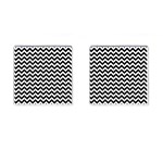 Black And White Zigzag Cufflinks (Square) Front(Pair)