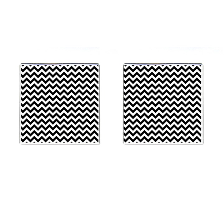 Black And White Zigzag Cufflinks (Square)