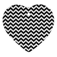 Black And White Zigzag Heart Ornament (two Sides) by Zandiepants