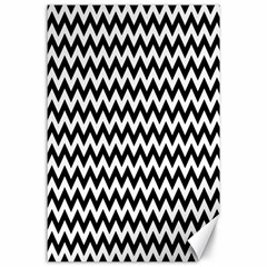 Black And White Zigzag Canvas 24  X 36  (unframed)