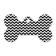 Black And White Zigzag Dog Tag Bone (two Sided)