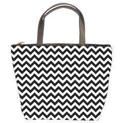 Black And White Zigzag Bucket Handbag by Zandiepants