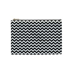 Black And White Zigzag Cosmetic Bag (medium)