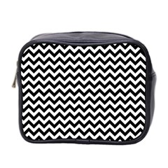 Black And White Zigzag Mini Travel Toiletry Bag (two Sides) by Zandiepants