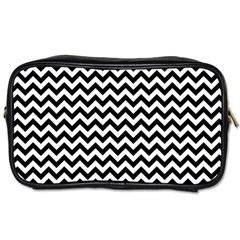 Black And White Zigzag Travel Toiletry Bag (one Side) by Zandiepants