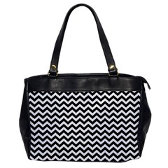 Black And White Zigzag Oversize Office Handbag (one Side) by Zandiepants