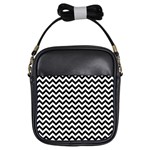 Black And White Zigzag Girl s Sling Bag Front