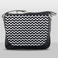 Black And White Zigzag Messenger Bag by Zandiepants