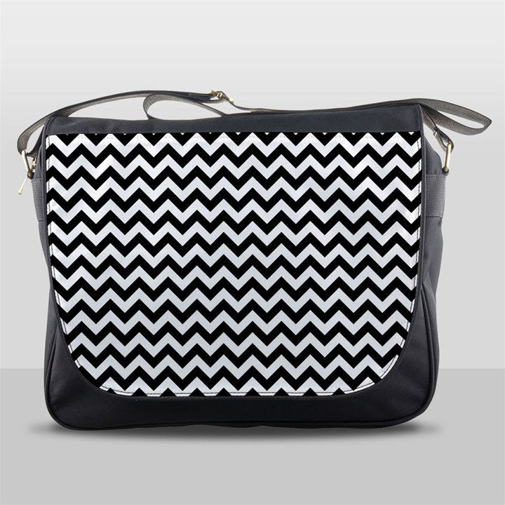 Black And White Zigzag Messenger Bag