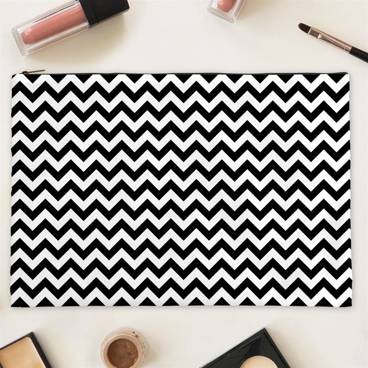 Black And White Zigzag Cosmetic Bag (XXL)