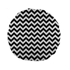 Black And White Zigzag 15  Premium Round Cushion 