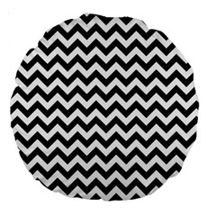 Black And White Zigzag 18  Premium Round Cushion 