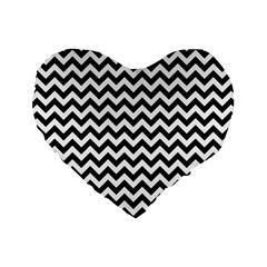 Black And White Zigzag 16  Premium Heart Shape Cushion 