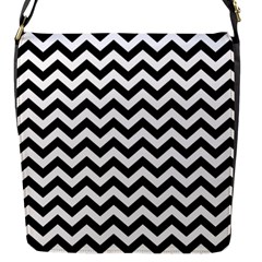 Black And White Zigzag Flap Closure Messenger Bag (small) by Zandiepants