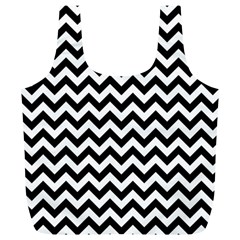 Black And White Zigzag Reusable Bag (xl) by Zandiepants