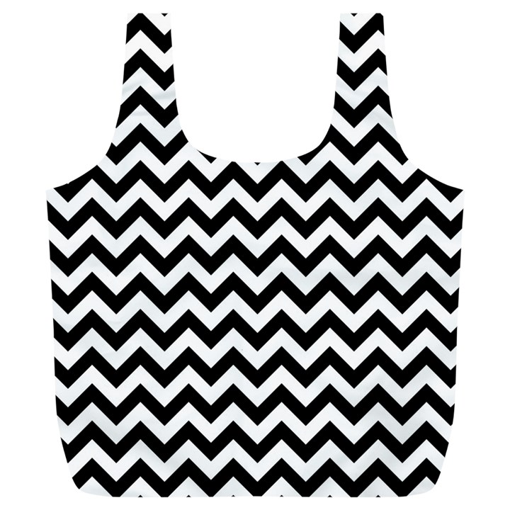 Black And White Zigzag Reusable Bag (XL)