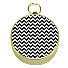 Black And White Zigzag Gold Compass