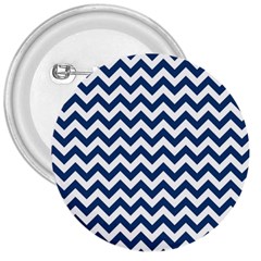 Dark Blue And White Zigzag 3  Button