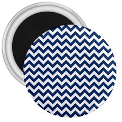 Dark Blue And White Zigzag 3  Button Magnet by Zandiepants