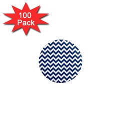 Dark Blue And White Zigzag 1  Mini Button Magnet (100 pack)