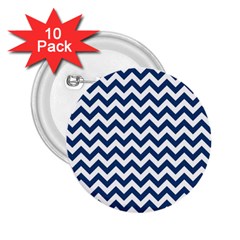 Dark Blue And White Zigzag 2.25  Button (10 pack)