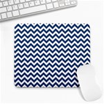 Dark Blue And White Zigzag Large Mouse Pad (Rectangle) Front