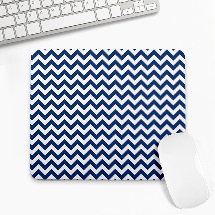 Dark Blue And White Zigzag Large Mouse Pad (Rectangle)