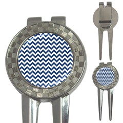 Dark Blue And White Zigzag Golf Pitchfork & Ball Marker by Zandiepants