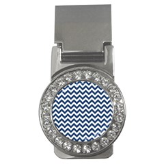 Dark Blue And White Zigzag Money Clip (cz) by Zandiepants