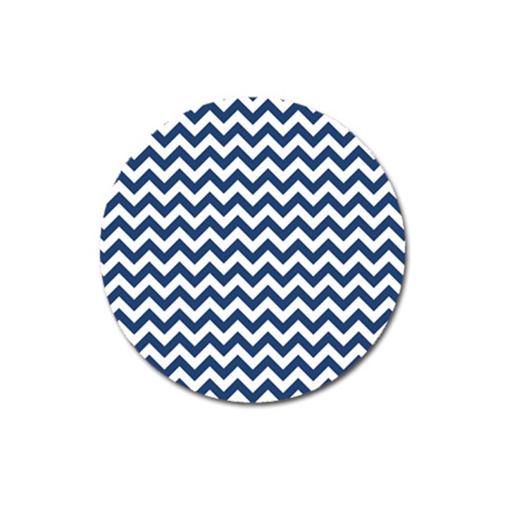 Dark Blue And White Zigzag Magnet 3  (Round)