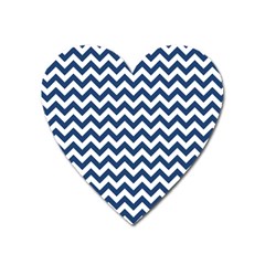 Dark Blue And White Zigzag Magnet (Heart)