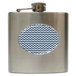 Dark Blue And White Zigzag Hip Flask Front