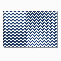 Dark Blue And White Zigzag Postcards 5  X 7  (10 Pack) by Zandiepants