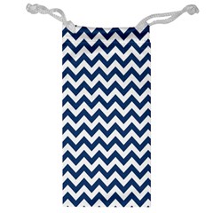 Dark Blue And White Zigzag Jewelry Bag