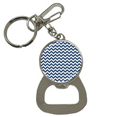 Dark Blue And White Zigzag Bottle Opener Key Chain