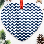 Dark Blue And White Zigzag Heart Ornament (Two Sides) Front