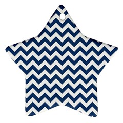 Dark Blue And White Zigzag Star Ornament (two Sides) by Zandiepants