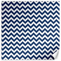 Dark Blue And White Zigzag Canvas 16  X 16  (unframed) by Zandiepants