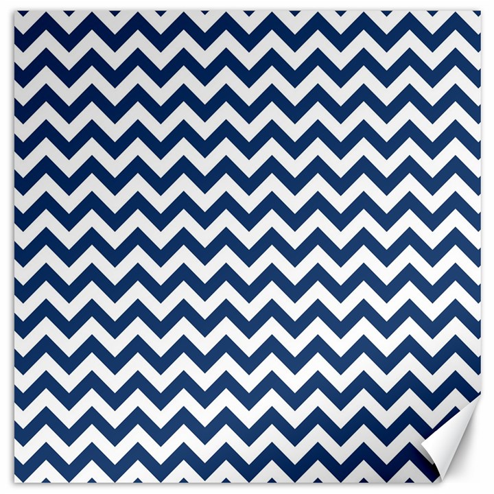 Dark Blue And White Zigzag Canvas 16  x 16  (Unframed)