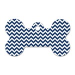 Dark Blue And White Zigzag Dog Tag Bone (One Sided) Front