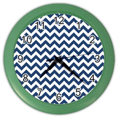 Dark Blue And White Zigzag Wall Clock (Color)