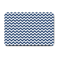 Dark Blue And White Zigzag Small Door Mat by Zandiepants