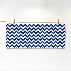 Dark Blue And White Zigzag Hand Towel by Zandiepants