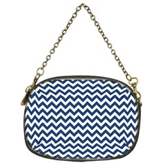 Dark Blue And White Zigzag Chain Purse (One Side)