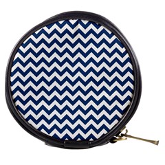 Dark Blue And White Zigzag Mini Makeup Case